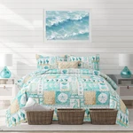Blue Ocean Quilts Set King Size Lightweight Beach Bedspreads Coastal Seashell. Fixed Price $49.99.