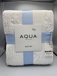 Aqua Bedding Floral Scalloped Reversible Full/queen Quilt & Shams Set White. Fixed Price $55.00.