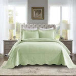 3-PIECE Elegantly Embroidered 100% Cotton Oversized Quilt Bedspread Set Tg. Fixed Price $149.99.
