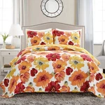 Lush Decor Leah Reversible Floral Quilt Set, 3 Piece King, Red & Orange. Fixed Price $107.49.