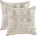 Phf 100% Cotton Waffle Weave Euro Sham Covers, 26"X26", Natural. Fixed Price $44.69.