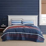 Nautica King Quilt Set Bradford Navy Blue - Reversible Cotton Bedding With Shams. Fixed Price $78.00.