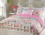 Cozy Line Mariah Colorful Floral Pink Quilt Bedding Set. Fixed Price $45.00.