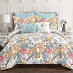 Sydney 7-PIECE Comforter Set, Full/queen, Floral Blue & Yellow. Fixed Price $175.99.