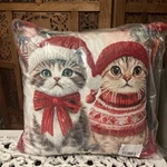 Cat Christmas Deluxe Pillow 17X17 Tassel Textured Cushion Generously Filled New. Fixed Price $48.00.