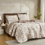 Wonderful Spring Fresh Quilt, Taupe Floral Bedspread Queen Size, 3 Piece Cott.... Fixed Price $94.17.