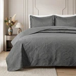 3PC Gray Embossed Quilted Bedspread Reversible King Queen Size Coverlet Bedding. Fixed Price $39.00.