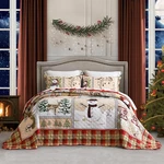 Hz & Hy Christmas Oversized Bedspread Queen Size, Winter Snowman Pattern Bedd.... Fixed Price $128.44.