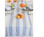 Solino Home 100% Pure Linen Table Runner Amalfi Stripe Sky Blue 14" X 36" New. Fixed Price $16.99.