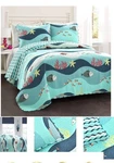 New Sealife Fish Ocean Wave Reversible 2 Piece Blue Quilt Bedding Twin Set. Fixed Price $49.99.
