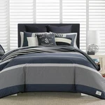 Nautica Reversible 3-PIECE Charcoal Gray Striped Cotton King Comforter Set. Fixed Price $116.22.