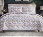 Morris & Co. 3PC.KING 106X90 Pink Chrysanthemum 100% Cotton Quilt Shams 20X36. Fixed Price $159.99.