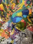 Guc Anthropologie King Comforter Quilt Bright Watercolor Floral Tiger Reversible. Fixed Price $600.00.