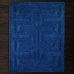 Luxury Royal Blue Geometric Maze Rug Modern Hand-tufted Statement Carpet 6X9. Fixed Price $326.02.