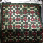 Patchwork Christmas Red Green Contemporary Long Arm Quilted Windowpane. Fixed Price $79.20.