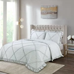Lush Ruffled Textured Shabby Chic Embroidered Coverlet Bedspread Soft Quilt Set. Fixed Price $81.99.