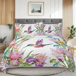 Hummingbird Flower Watercolor Quilt Set 3PC Bedspread Coverlet Bedding. Fixed Price $43.99.