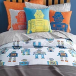 Pottery Barn Kids Cotton Robot Duvet Full/queen W/ 2 Pillow Covers Slightly Used. Fixed Price $71.24.