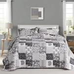 King Quilt Bedding Set Patchwork 100% Cotton Bedspread Coverlet Lightweight Gray. Fixed Price $43.99.
