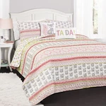 Fox Ruffle Stripe 4 Piece Quilt Set Twin Pink/gray. Fixed Price $121.99.