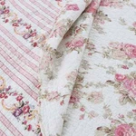 New! Cozy Victorian Romantic Pink Yellow Green Leaf Red Ivory Rose Quilt Set. Fixed Price $158.32.