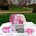 Boneful Fabric 100% Cotton Quilt Box Scrap Pink Flower Calico Dot 4H Girl Scout. Fixed Price $78.00.