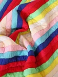 Vintage Colorful Rainbow Brite Striped Handmade Quilt Large Full Size Bed Coat. Fixed Price $155.00.