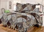 Safari Cheetah & Leopard Patchwork Animal Print Scalloped 3PC Quilt Set. Fixed Price $64.99.