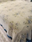 Blue Roses French Country Upholstery Textile Handmade King Coverlet Bedspread. Fixed Price $35.00.
