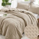 Comfort Spaces Neutral Twin Quilt Set - 2 Pieces Breathable Dotted Weave. Fixed Price $34.25.