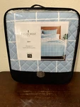 Fieldcrest Windowpane Print Full/queen Quilt Classic Reversible Blue Cotton Nip. Fixed Price $79.99.