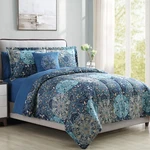 Modern Threads 8-PIECE Printed Reversible Complete California King, Blue/gray. Fixed Price $81.16.