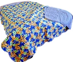 Waverly Floral Cotton Bedspread Quilt Queen Euc Reversible Ginghm Scalloped Blue. Fixed Price $29.00.