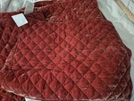 Pottery Barn Nia Velvet Quilt Set Red Full Queen 2 Shams Diamond Rare. Fixed Price $199.00.