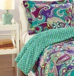 New Retired 2PC Vera Bradley Heather Reversible Twin Xl Comforter & Sham Set Nip. Fixed Price $219.95.