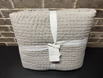 Pottery Barn Pick Stitch Handcrafted Linen Quilt Warm Gray Full Queen Size New. Fixed Price $167.77.