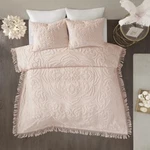Blush Pink Chenille Medallion Fringe 3 Pc Cotton Quilt Set Queen King Coverlet. Fixed Price $83.90.