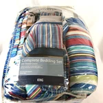 Mainstays St. Lucia Colorful Vivid Striped Comforter 8 Pc. King Bedding Set. Fixed Price $49.95.