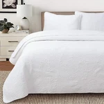 Classic Modern Palm Leaf Stitch Solid White 100% Cotton Quilt Bedding Set. Fixed Price $79.99.