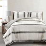 3 Pc Full/queen Farmhouse Stripe Black Reversible Duvet Set - Lush Decor. Fixed Price $29.99.