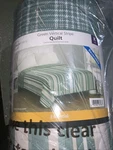 Mainstays King Quilt Green Vertical Stripe Reversible 104"X90". Fixed Price $15.00.