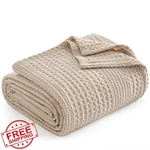 Phf King Waffle Weave Blanket Tan 104"X90" Lightweight Summer. Fixed Price $58.87.