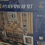 Haiti King 24-PC Bedspread Set Beige/blue Plaid 270X255CM Polyester. Fixed Price $170.00.