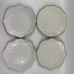 Mikasa Gourmet Basics Serena Embossed Dotted Salad Cream Plates 8.75 Set Of 4. Fixed Price $29.95.