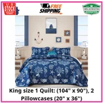 Coastal King Size Set 3 Pcs, Summer Blue Beach Theme With Pillowcas. Fixed Price $51.95.