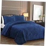 Basketweave Luxurious Velveteen Velour Super Soft Quilt Queen Navy Blue. Fixed Price $113.51.