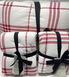 New West Elm Farmhouse Plaid Red White Quilt Full Queen 2 Euro Shams. Fixed Price $149.95.