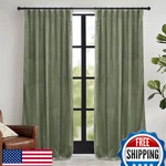 Ryb Home Sage Green Velvet Curtains 84", Room Darkening, Super Soft. Fixed Price $37.94.
