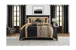 Stratford Park Elegant Black And Gold Comforter Set King Size, STRIPED,15 Pie.... Fixed Price $218.71.