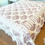 Greenland Home Fashions French Country Floral Quilt 90"X90" Burgundy & Cream. Fixed Price $98.00.